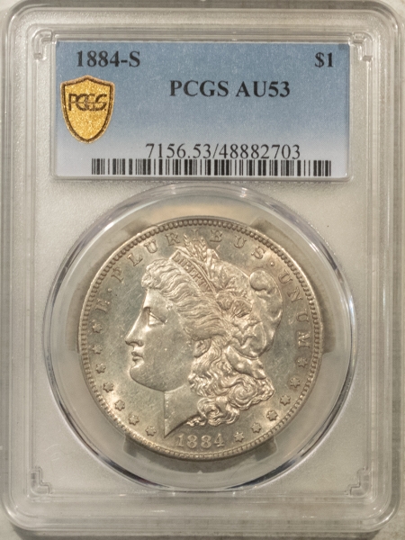 Morgan Dollars 1884-S $1 MORGAN DOLLAR – PCGS AU-53 ORIGINAL, FLASHY & LUSTROUS