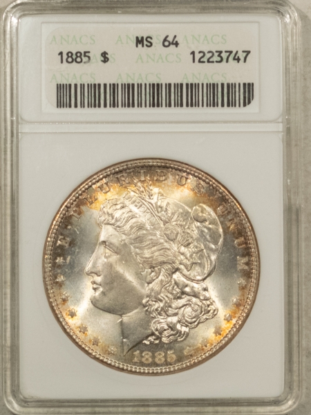 Morgan Dollars 1885 $1 MORGAN DOLLAR – ANACS MS-64, OLD HOLDER, FRESH & PREMIUM QUALITY!