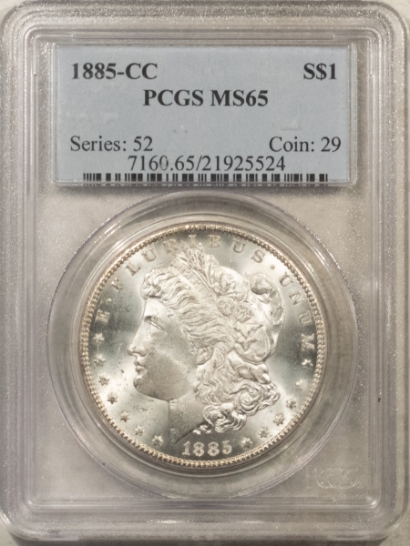 Morgan Dollars 1885-CC $1 MORGAN DOLLAR – PCGS MS-65, BLAST WHITE GEM CARSON CITY!