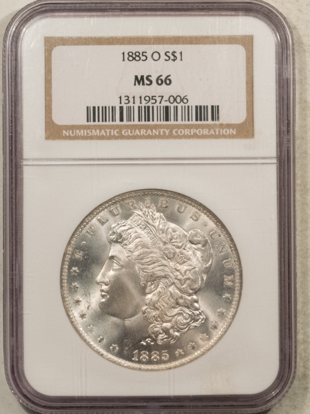 Morgan Dollars 1885-O $1 MORGAN DOLLAR – NGC MS-66, BLAST WHITE & SUPERB!