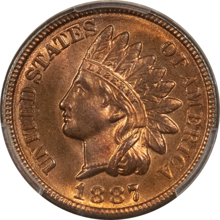 CAC Approved Coins 1887 INDIAN CENT – PCGS MS-66 RB CAC STUNNING, NEAR RED, PQ! POP 8/1 CAC POP 2/0