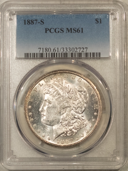 Morgan Dollars 1887-S $1 MORGAN DOLLAR – PCGS MS-61, FLASHY!