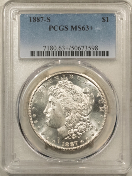 Morgan Dollars 1887-S $1 MORGAN DOLLAR – PCGS MS-63+, WHITE & FLASHY!