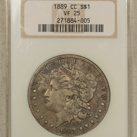 Morgan Dollars 1889-CC $1 MORGAN DOLLAR – NGC VF-25, OLD FATTIE, PREMIUM QUALITY! CARSON CITY!