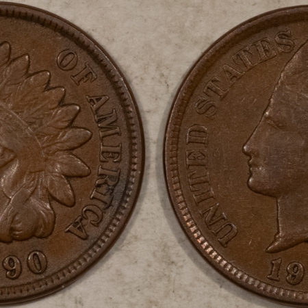 Indian 1890 1908 INDIAN CENTS, LOT/2 – NICE HIGH GRADE EXAMPLE!