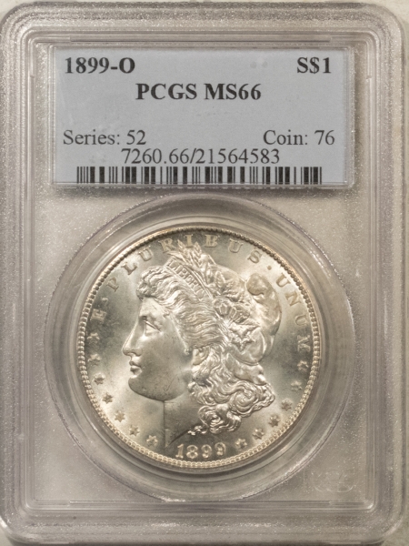 Morgan Dollars 1899-O $1 MORGAN DOLLAR – PCGS MS-66, FRESH WHITE, REALLY NICE CHEEK!