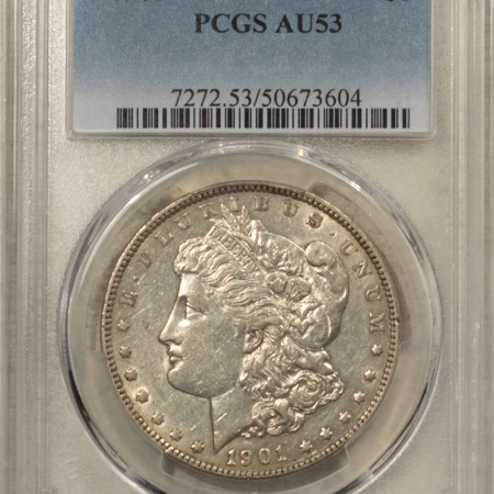 Morgan Dollars 1901 $1 MORGAN DOLLAR – PCGS AU-53, ORIGINAL LUSTER & NICE!