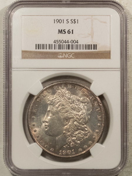 Morgan Dollars 1901-S $1 MORGAN DOLLAR – NGC MS-61, KEY-DATE, FLASHY LUSTROUS!