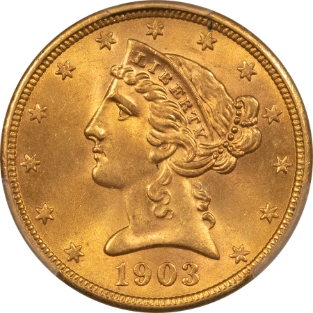 $5 1903-S $5 LIBERTY GOLD HALF EAGLE – PCGS MS-64