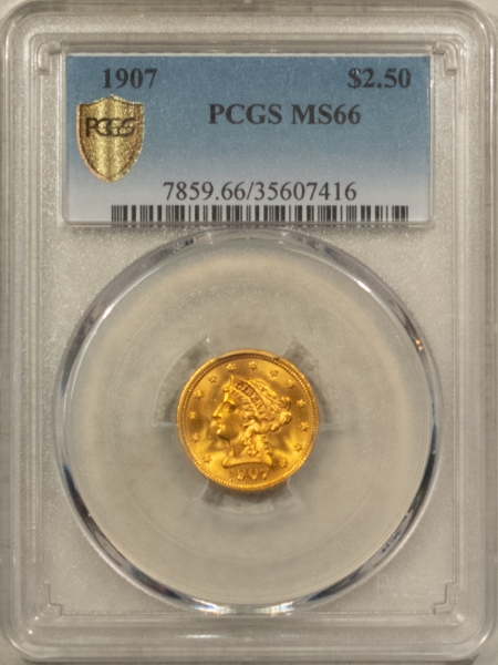 Gold 1907 $2.50 LIBERTY HEAD QUARTER EAGLE – PCGS MS-66, SUPERB & PREMIUM QUALITY!