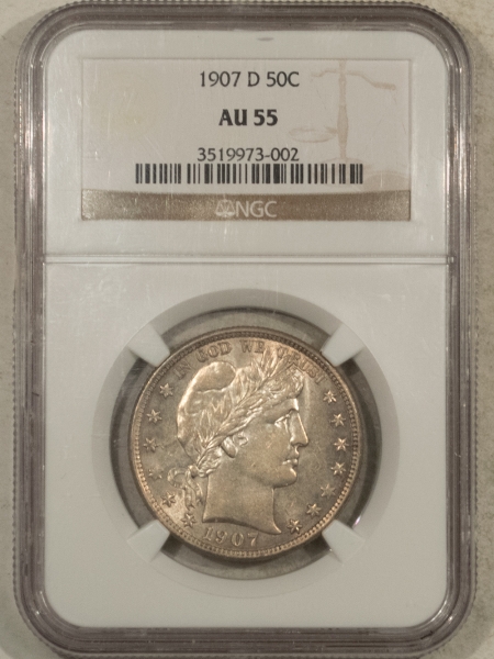 Barber Halves 1907-D BARBER HALF DOLLAR – NGC AU-55