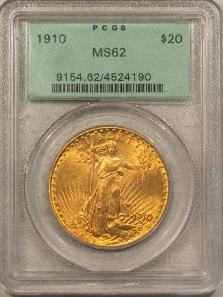 $20 1910 $20 ST GAUDENS GOLD DOUBLE EAGLE – PCGS MS-62, OGH & PREMIUM QUALITY!