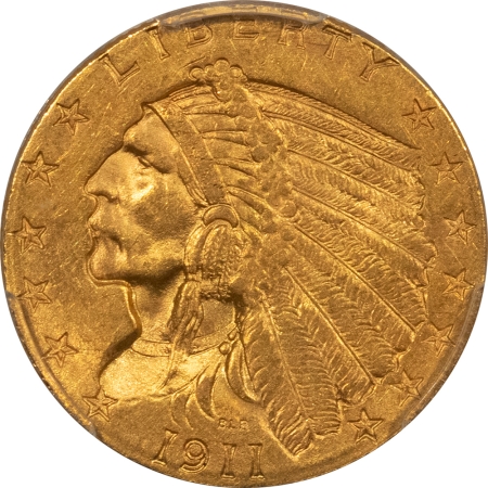 $2.50 1911 $2.50 INDIAN GOLD QUARTER EAGLE – PCGS MS-63, FRESH & CHOICE!