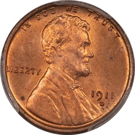 Lincoln Cents (Wheat) 1911-D LINCOLN CENT – PCGS MS-64 RD, FULL RED!