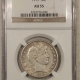 Barber Halves 1909-O BARBER HALF DOLLAR – NGC AU-55, REALLY TOUGH DATE, TONED