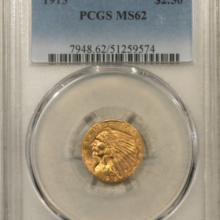 $2.50 1915 $2.50 INDIAN GOLD QUARTER EAGLE – PCGS MS-62