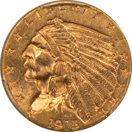 $2.50 1915 $2.50 INDIAN GOLD QUARTER EAGLE – PCGS MS-62