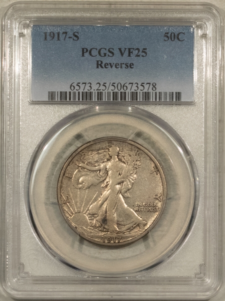 New Certified Coins 1917-S WALKING LIBERTY HALF DOLLAR, REVERSE – PCGS VF-25