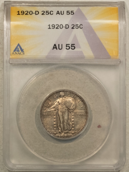 New Certified Coins 1920-D STANDING LIBERTY QUARTER – ANACS AU-55, TOUGH DATE!