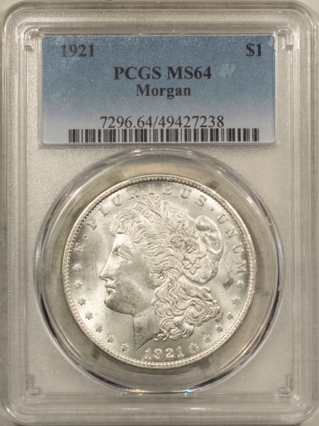 Morgan Dollars 1921 $1 MORGAN DOLLAR, VAM-41A PCGS MS-64, PITTED REVERSE TOP 100! (NOT LABELED)