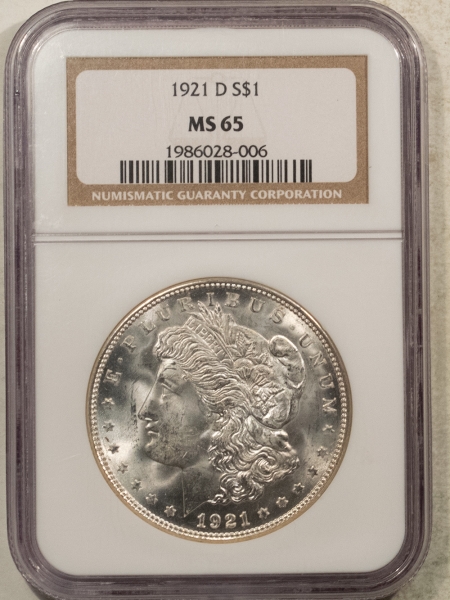 Morgan Dollars 1921-D $1 MORGAN DOLLAR – NGC MS-65, WHITE BLAZER!