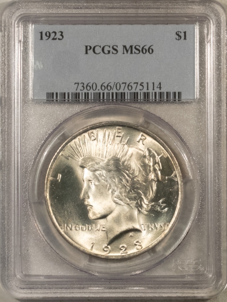 New Certified Coins 1923 $1 PEACE DOLLAR – PCGS MS-66 ORIGINAL WHITE & SUPERB!