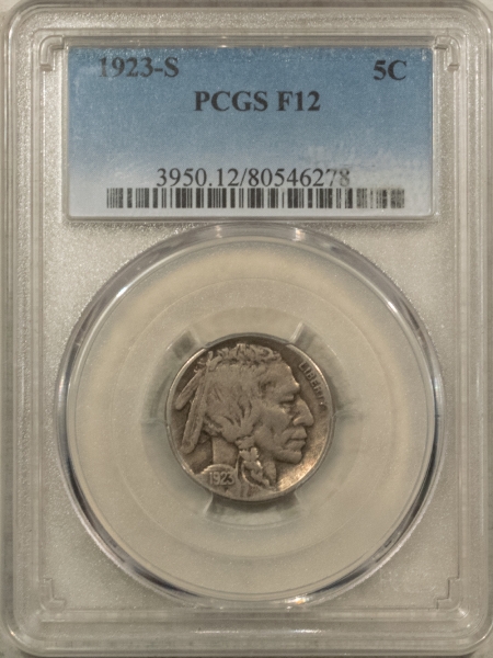 Buffalo Nickels 1923-S BUFFALO NICKEL – PCGS F-12