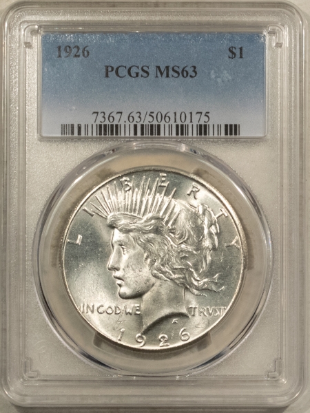 New Certified Coins 1926 $1 PEACE DOLLAR – PCGS MS-63, BLAST WHITE!