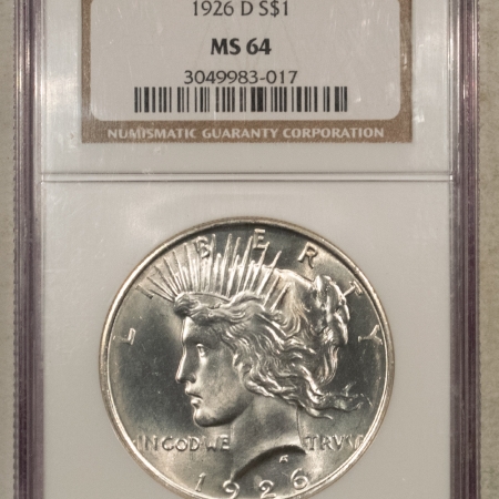 New Store Items 1926-D $1 PEACE DOLLAR – NGC MS-64, BLAST WHITE!