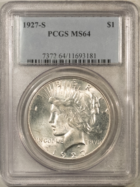 New Certified Coins 1927-S $1 PEACE DOLLAR – PCGS MS-64, FLASHY & LUSTROUS!