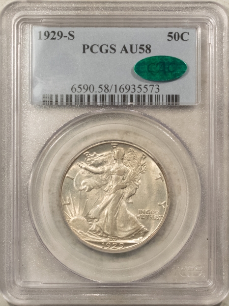 New Certified Coins 1929-S WALKING LIBERTY HALF DOLLAR PCGS AU-58 CAC APPROVED