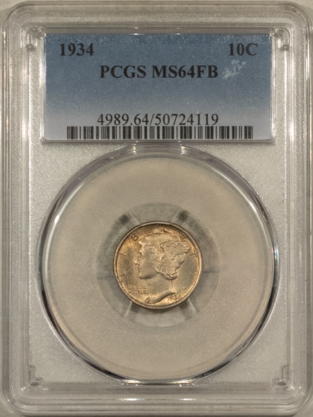 Mercury Dimes 1934 MERCURY DIME – PCGS MS-64 FB, ORIGINAL!