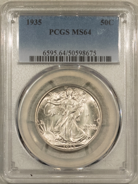 New Certified Coins 1935 WALKING LIBERTY HALF DOLLAR – PCGS MS-64, FRESH WHITE!