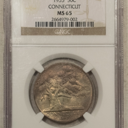 New Certified Coins 1935 CONNECTICUT COMMEMORATIVE HALF DOLLAR – NGC MS-65, ORIGINAL TONED!