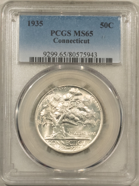 New Certified Coins 1935 CONNECTICUT COMMEMORATIVE HALF DOLLAR – PCGS MS-65, FRESH WHITE, PQ!