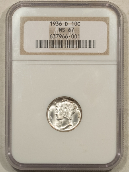 Mercury Dimes 1936-D MERCURY DIME – NGC MS-67, SUPERB GEM & PREMUIM QUALITY!