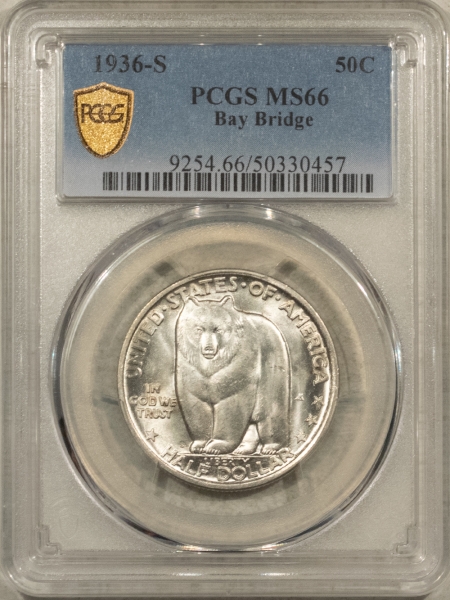 New Certified Coins 1936-S BAY BRIDGE COMMEMORATIVE HALF DOLLAR – PCGS MS-66 PREMIUM QUALITY BLAZER!