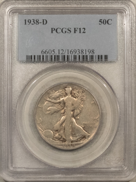 New Certified Coins 1938-D WALKING LIBERTY HALF DOLLAR – PCGS F-12, KEY-DATE!