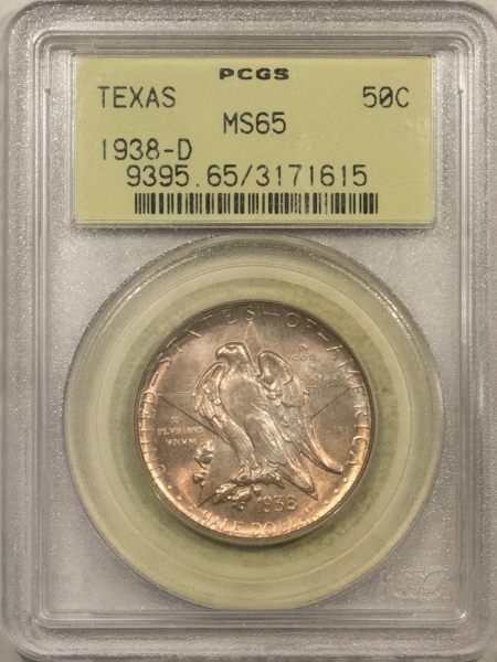 New Certified Coins 1938-D TEXAS COMMEM HALF DOLLAR – PCGS MS-65, 66+ QUALITY, OGH, PREMIUM QUALITY!