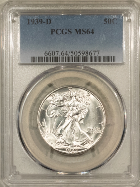 New Certified Coins 1939-D WALKING LIBERTY HALF DOLLAR – PCGS MS-64, BLAST WHITE!