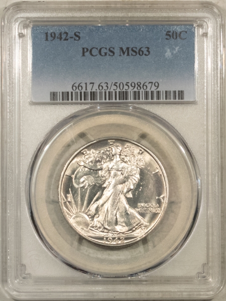 New Certified Coins 1942-S WALKING LIBERTY HALF DOLLAR – PCGS MS-63, BLAST WHITE!