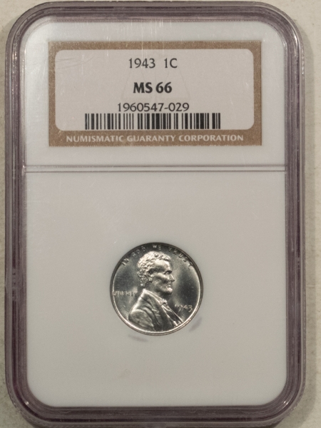 Lincoln Cents (Wheat) 1943 STEEL LINCOLN CENT – NGC MS-66