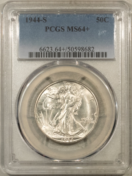 New Certified Coins 1944-S WALKING LIBERTY HALF DOLLAR – PCGS MS-64+, BLAST WHITE!