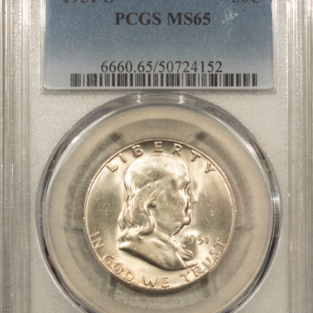 New Store Items 1951-S FRANKLIN HALF DOLLAR – PCGS MS-65, VIRTUALLY FULL BELL LINES!