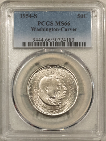 New Certified Coins 1954-S WASHINGTON-CARVER COMMEMORATIVE HALF DOLLAR – PCGS MS-66 FRESH & PQ!