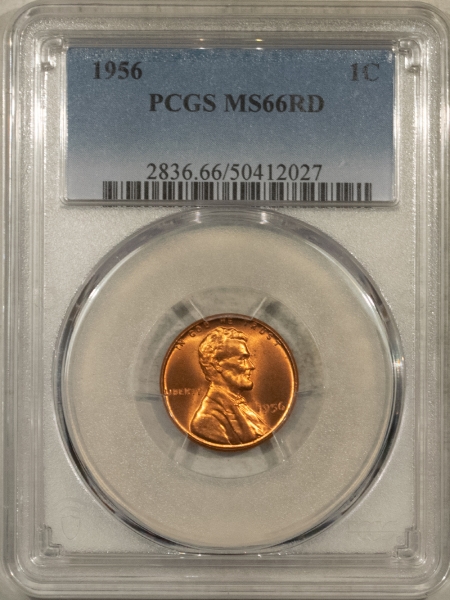 Lincoln Cents (Wheat) 1956 LINCOLN CENT – PCGS MS-66 RD, GEM+!