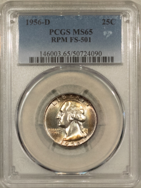 New Certified Coins 1956-D WASHINGTON QUARTER RPM FS-501 – PCGS MS-65, REALLY PRETTY, TOUGH VARIETY!