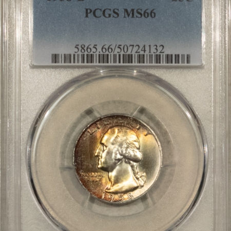 New Certified Coins 1958-D WASHINGTON QUARTER – PCGS MS-66, GORGEOUS COLOR! PREMIUM QUALITY!