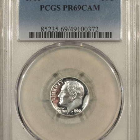 Roosevelt Dimes 1960 PROOF ROOSEVELT DIME – PCGS PR-69 CAM, LOOKS DCAM, GREAT CONTRAST!