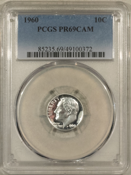 New Certified Coins 1960 PROOF ROOSEVELT DIME – PCGS PR-69 CAM, LOOKS DCAM, GREAT CONTRAST!